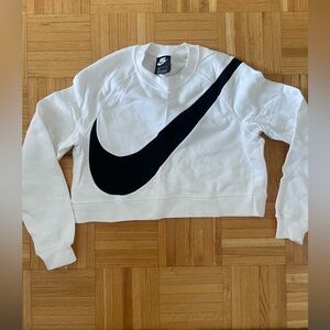 Nike Women's White Sweatshirt with Black Swoosh